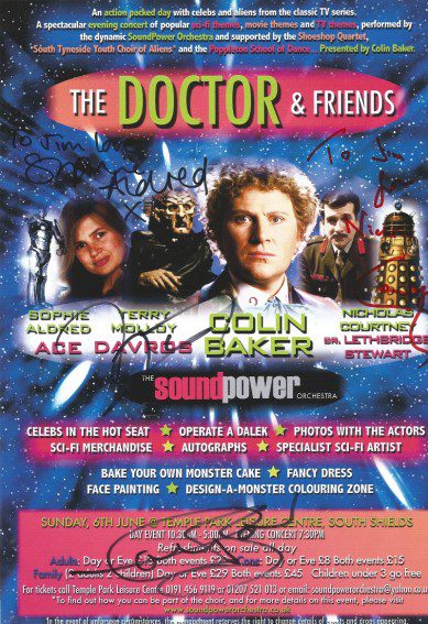 South Shields "The Doctor and Friends" convention poster featuring all special guest autographs. (Image Jim Callan)