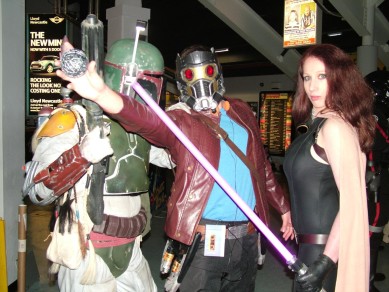 Boba Fett and Mara Jade from the 99th Star Wars Garrison get gatecrashed by Starlord from Guardians of the Galaxy.