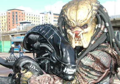 Even the adversarial Predator and Aliens get in on the Cosplay fun.