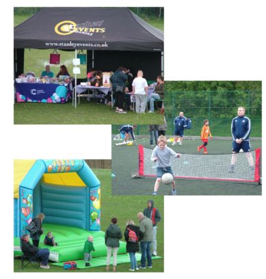 The open day attractions included a bouncy castle, football coaching and other under-tent events