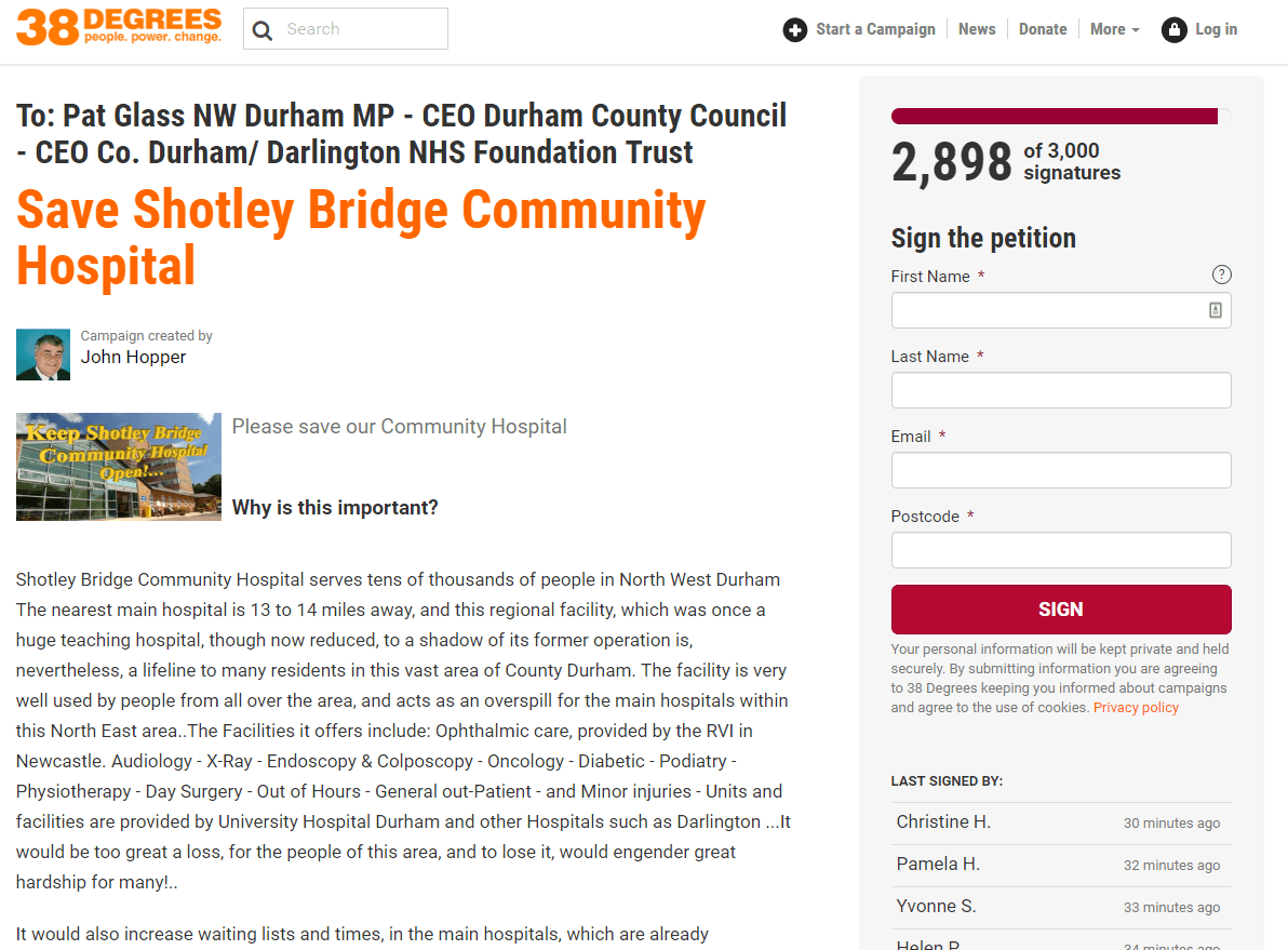 Save Shotley Bridge Community Hospital