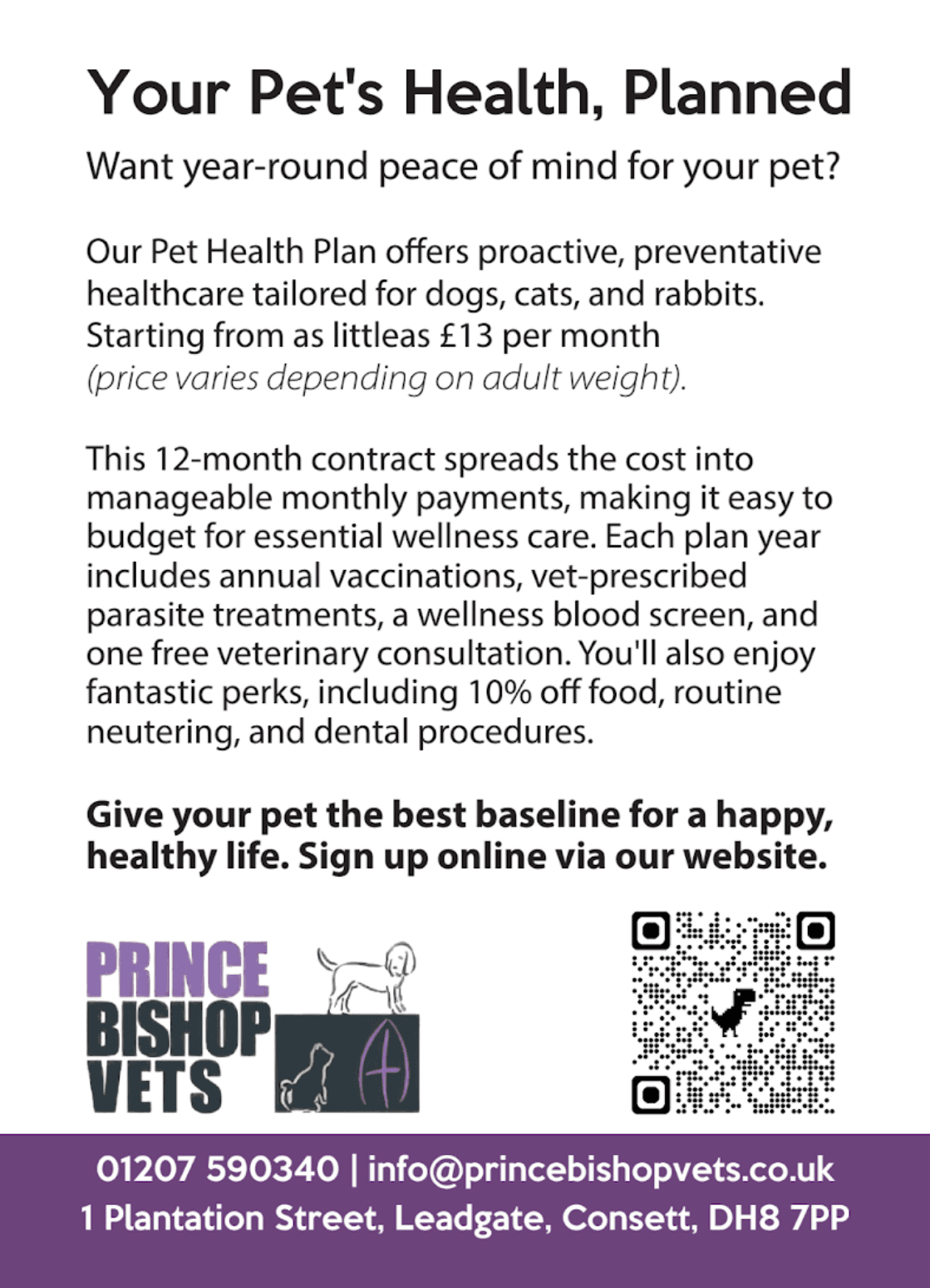Prince Bishop Vets’ Pet Health Plan: What It Covers and What It Costs