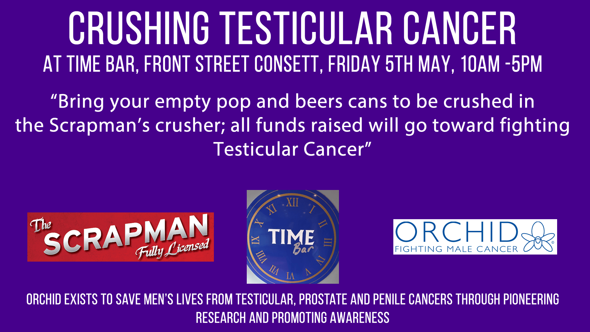 Crushing Cans For Testicular Cancer at Time Bar in Consett