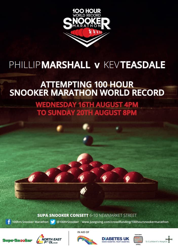 Snooker World Record Attempt – Snooker Mad Duo Take on Charity World Record Attempt