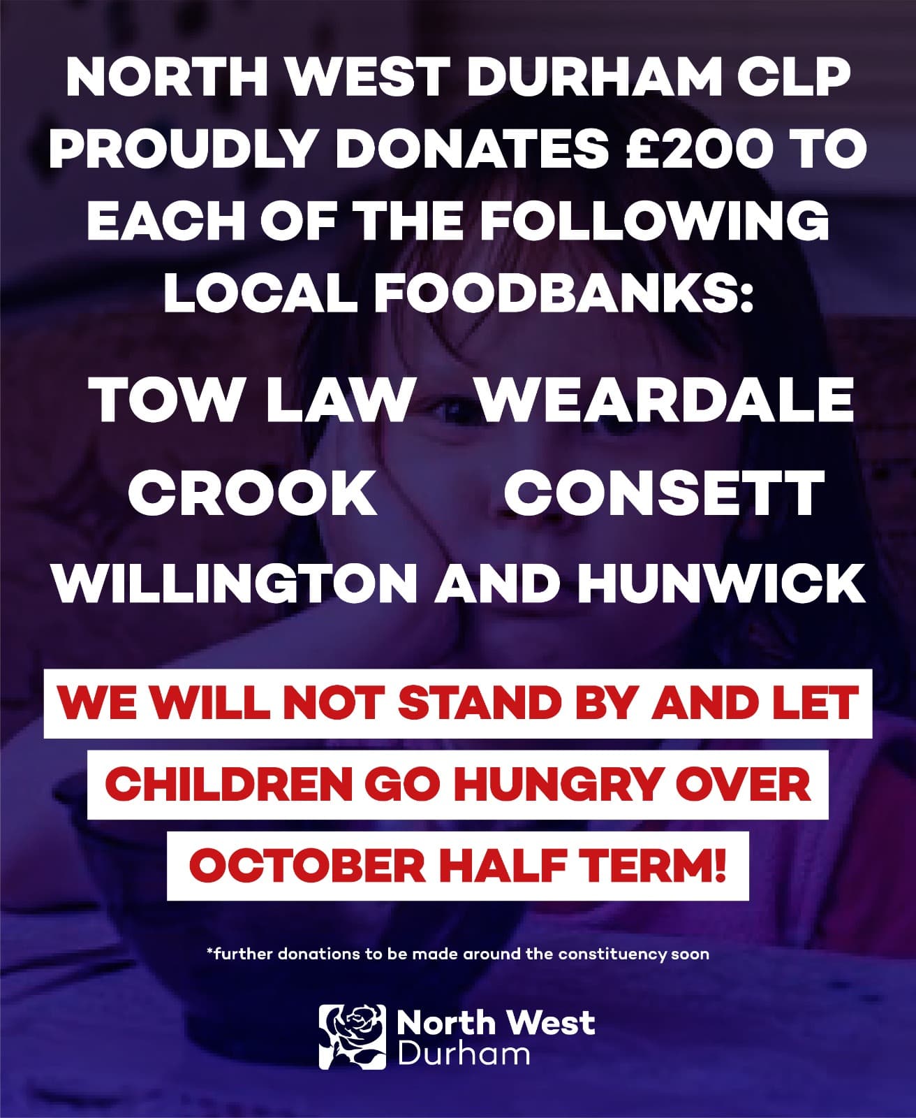 North West Durham CLP Proudly Donates £200 to Local Food Banks