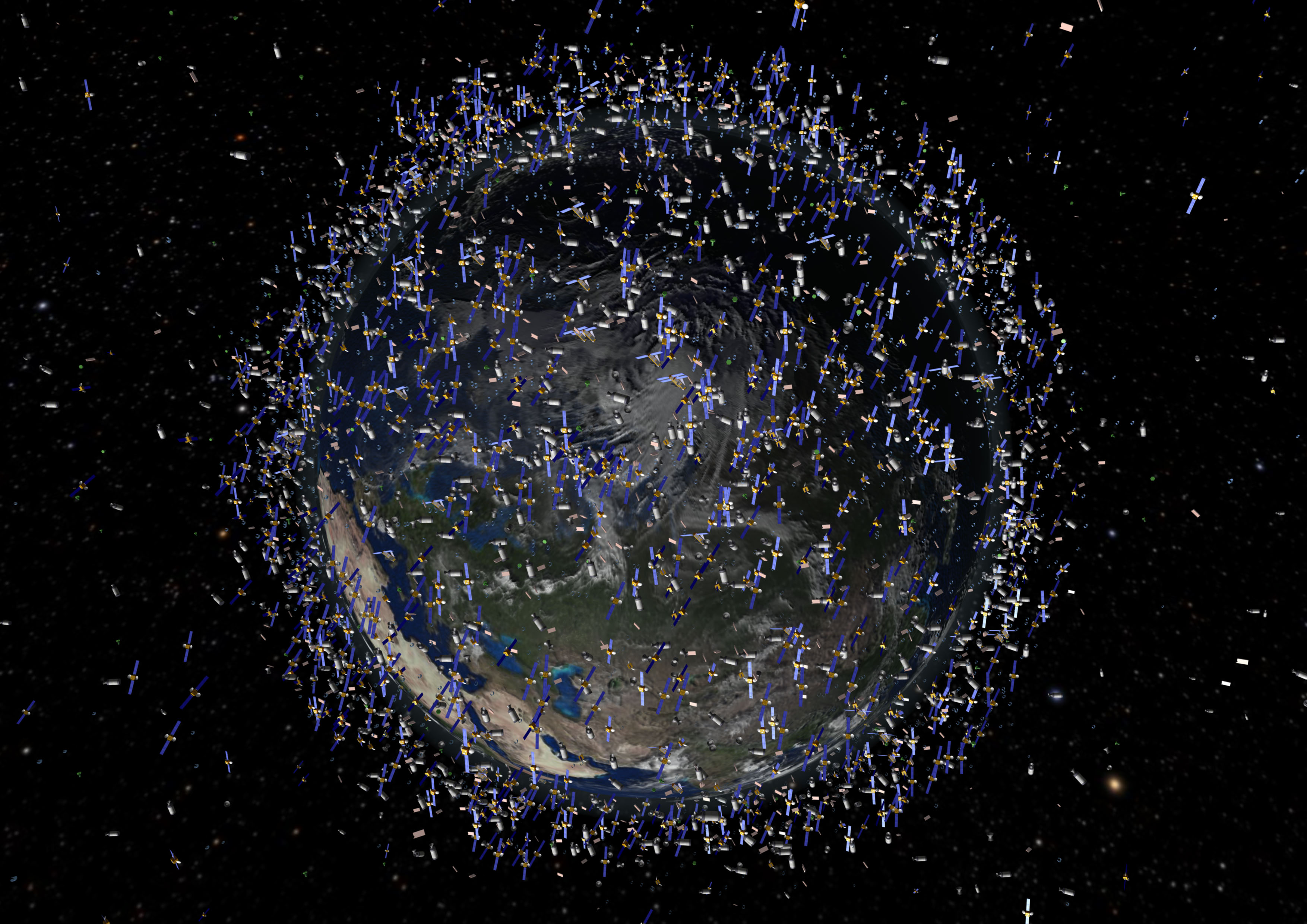 a diagram of the space junk in our orbit