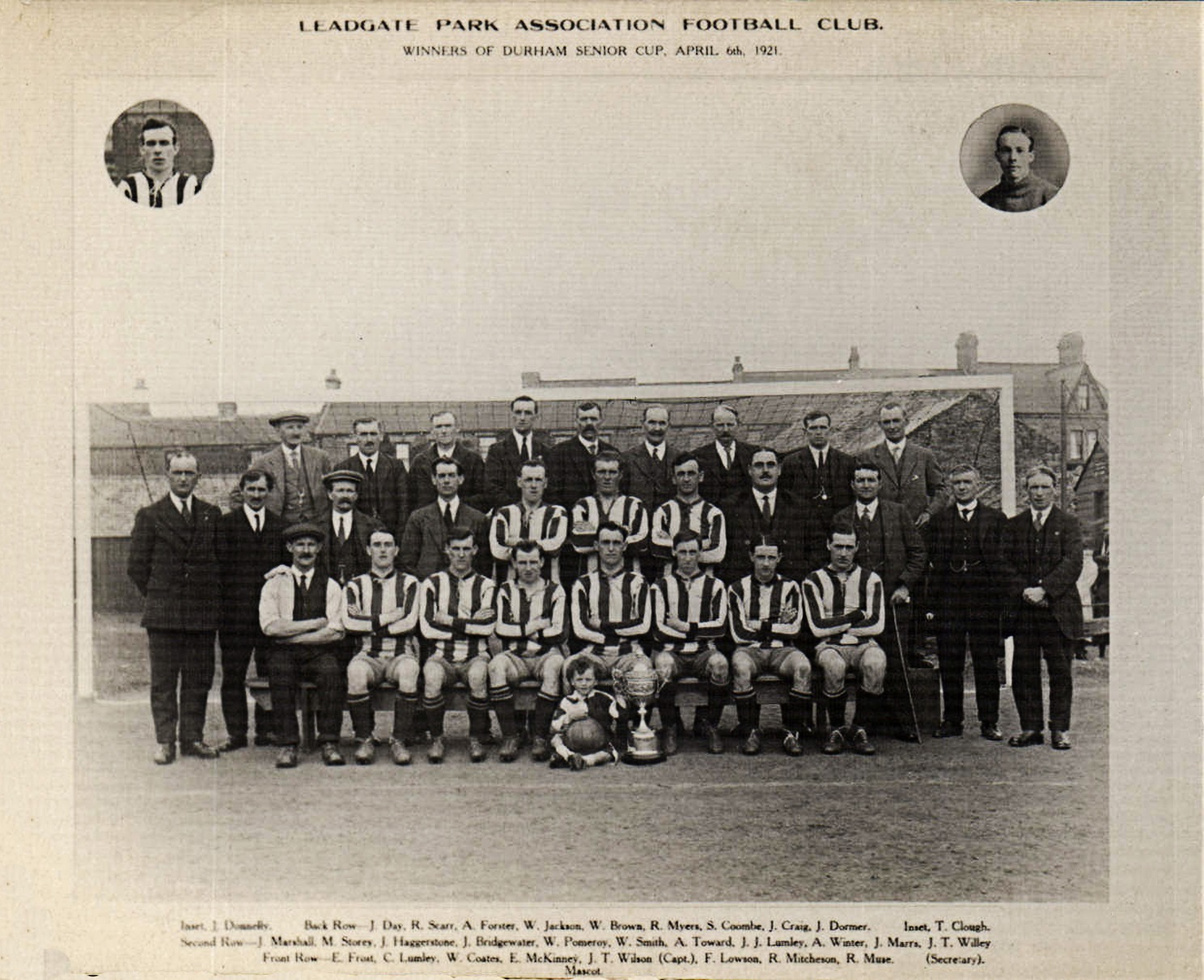 Leadgate Park Football Club. Durham Cup Winners 1921