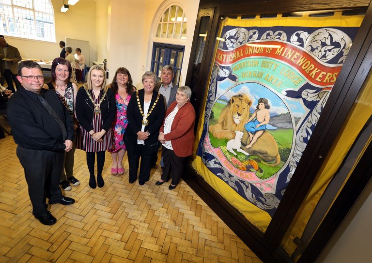 Replica Mining Banner Finds New Home in Annfield Plain Library