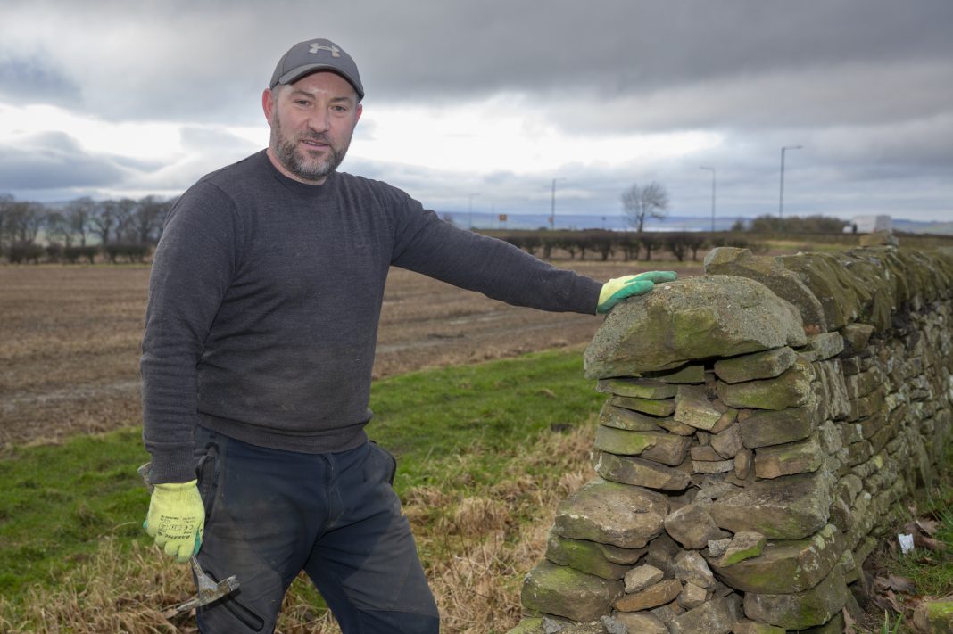 Rowley, Consett, Co. Durham, ENGLAND - 14th February 2024: Consett in Focus (CiF) Work and Trades project - Robert Lee, Dry Stone Waller near Rowley, Castleside, Consett, Co. Durham, ENGLAND (Photo by George Ledger Photography)