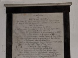 The Remarkable Maddison Brothers: From Allensford to the Peace of Paris A memorial tablet on the wall of All Saints' Church, Lanchester, commemorating the Maddison brothers.